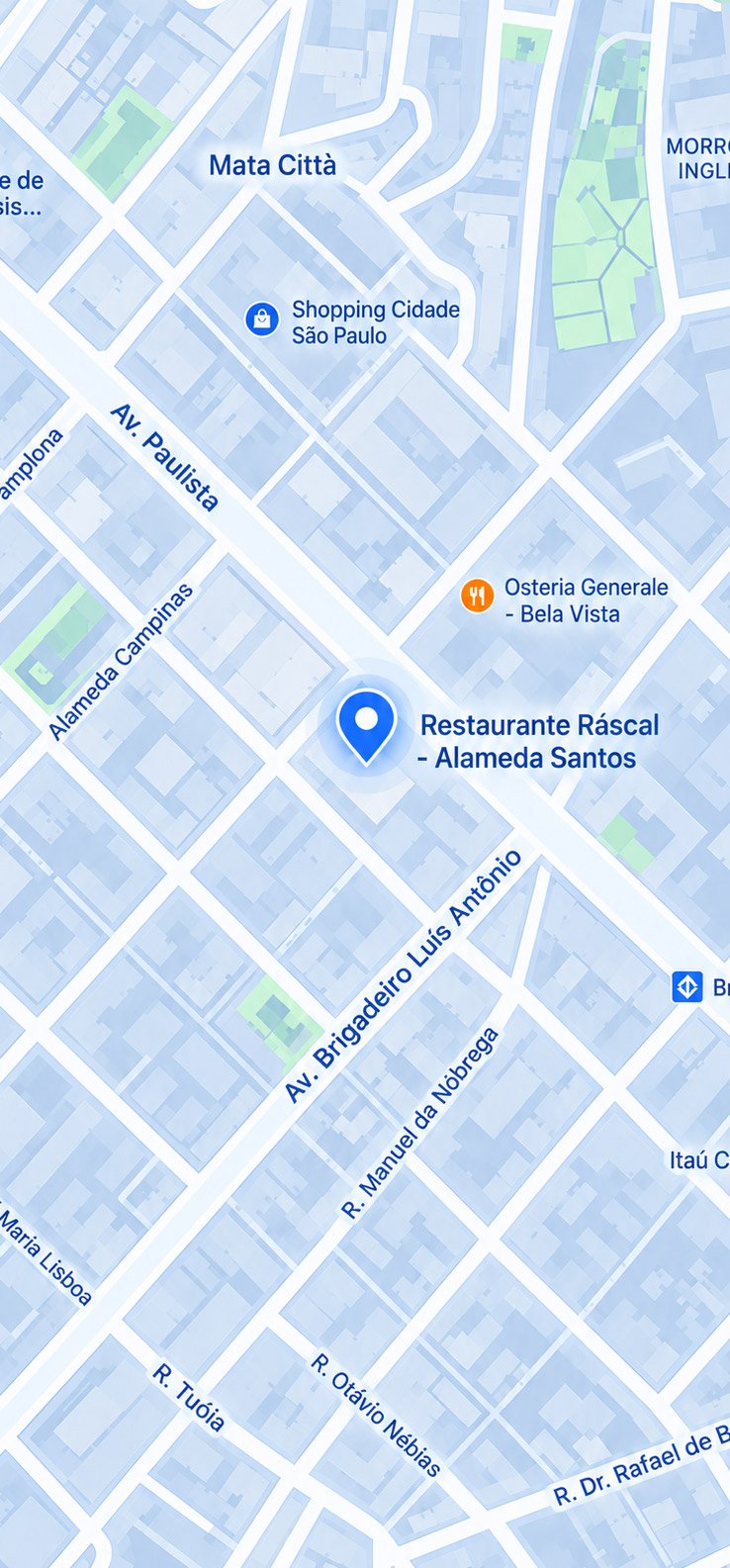 Mapa com a localização do Restaurante Ráscal Alameda Santos